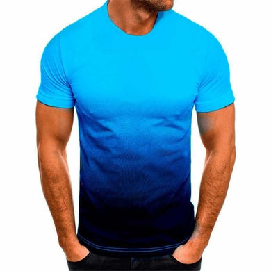 2022 Summer Fashion Men's Gradient Short Sleeve Round Neck T-Shirt Comfortable Unique Fashion Solid Color Simple Design