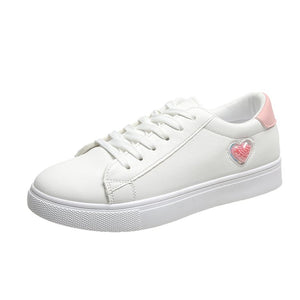 Women Sneakers Leather Shoes 2021 Spring Trend Casual Flats Sneakers Female New Fashion Comfort White Heart Vulcanized Shoes
