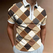 Load image into Gallery viewer, 2022 New Summer High Quality Men Polo Shirts High Street Print Casual Short Sleeve Men Shirts Turn-Down Collar Zipper Polo Shirt