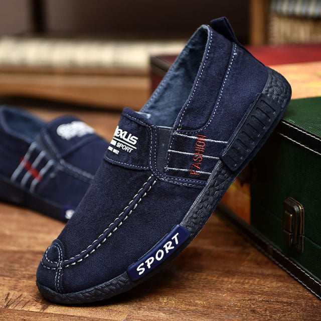 Summer Slip on Men's Casual Shoes Rubber Solid Mens Canvas Shoes Lightweight Waterproof Male Flat Casual Sneakers
