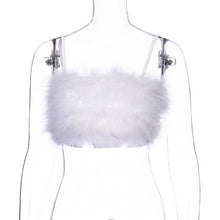 Load image into Gallery viewer, Viifaa Pink Faux Fur Sleeveless Rave Festival Party Cami Top Women Clothes Summer Spaghetti Strap Slim Fit Bustier Crop Tops