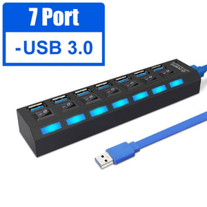 USB 3.0 HUB 2.0 HUB Multi USB Splitter 4/7 Port Expander Multiple USB 3 Hab Use Power Adapter USB3.0 Hub with Switch For PC