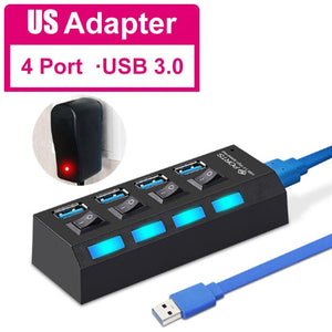 USB 3.0 HUB 2.0 HUB Multi USB Splitter 4/7 Port Expander Multiple USB 3 Hab Use Power Adapter USB3.0 Hub with Switch For PC
