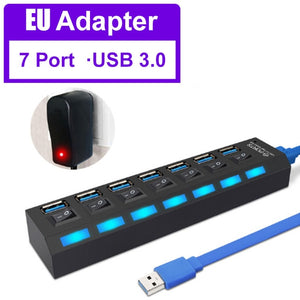 USB 3.0 HUB 2.0 HUB Multi USB Splitter 4/7 Port Expander Multiple USB 3 Hab Use Power Adapter USB3.0 Hub with Switch For PC
