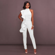 Load image into Gallery viewer, Ruffles Turtleneck Office Ladies Formal Long Jumpsuits Women Elegant Sleeveless Off Shoulder Overalls Slim Pencil Femme Jumpsuit