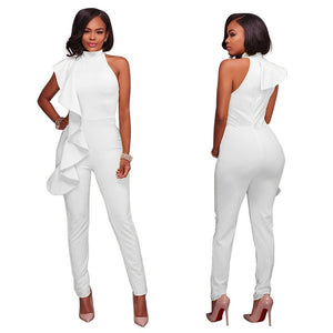 Sexy One Shoulder Rompers Womens Jumpsuit Sleeveless Belt Wide Leg Elegant  Lady New Size Bodycon Jumpsuits White Black