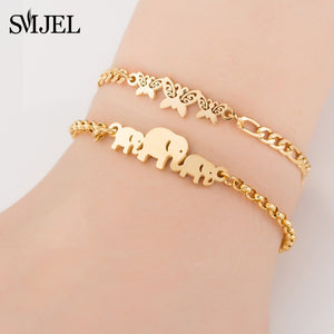 SMJEL Hot Stainless Steel Bracelet for Women Lovely Animal Butterfly Elephant Strand Bracelets Bangles Jewelry Accessories