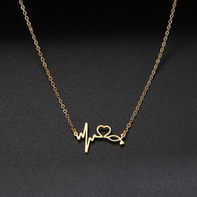 Load image into Gallery viewer, Stethoscope Heartbeat Gold Necklace Women Love Heart Stainless Steel Necklaces &amp; Pendants Medical Nurse Doctor Lover Gifts