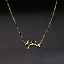 Load image into Gallery viewer, Stethoscope Heartbeat Gold Necklace Women Love Heart Stainless Steel Necklaces &amp; Pendants Medical Nurse Doctor Lover Gifts