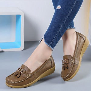 Women Flats Ballet Shoes Cut Out Leather Breathable Moccasins Women Boat Shoes Ballerina Ladies Casual Shoes