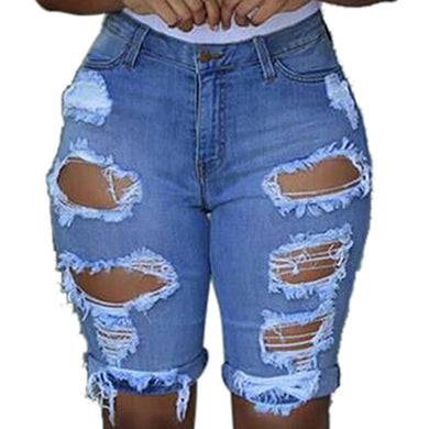 30h Women Elastic Destroyed Hole Jeans Fashion Summer Short Pants Denim Short Jeans for women Ripped Jeans 2020 джинсы