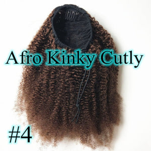 Halo Lady Beauty Drawstring Afro Kinky Curly Ponytail Human Hair Non-Remy Indian Hair Extensions Pony Tail For African American