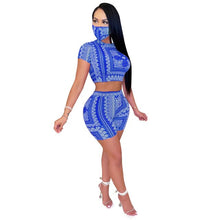 Load image into Gallery viewer, Cutubly Bandana Scarf Print Club Sexy Two Piece Set for Women Hollow Out With Mask Pants Set 2020 New Bandage Women 2 Pieces Set