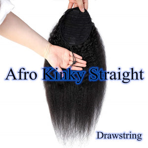 Halo Lady Beauty Drawstring Afro Kinky Curly Ponytail Human Hair Non-Remy Indian Hair Extensions Pony Tail For African American