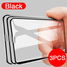 Load image into Gallery viewer, 3PCS Full Cover Protective glass on For iPhone 11 Pro Max tempered Glass Film On iPhone X XR XS Max Screen Protector Curved Edge