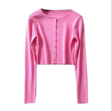 Load image into Gallery viewer, Korean Style O-neck Short Knitted Sweaters Women Thin Cardigan Fashion  Sleeve Sun Protection Crop Top Ropa Mujer