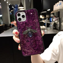 Load image into Gallery viewer, Diamond Bee Phone Case For iPhone 12 11 Pro Max 12 Mini XR X XS Max 6 6S 7 8 Plus SE 2020 Glitter Sequin Flower Grid Pattern