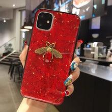 Load image into Gallery viewer, Diamond Bee Phone Case For iPhone 12 11 Pro Max 12 Mini XR X XS Max 6 6S 7 8 Plus SE 2020 Glitter Sequin Flower Grid Pattern
