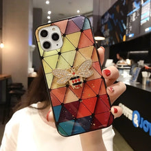 Load image into Gallery viewer, Diamond Bee Phone Case For iPhone 12 11 Pro Max 12 Mini XR X XS Max 6 6S 7 8 Plus SE 2020 Glitter Sequin Flower Grid Pattern