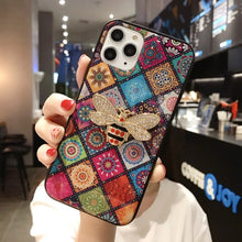 Load image into Gallery viewer, Diamond Bee Phone Case For iPhone 12 11 Pro Max 12 Mini XR X XS Max 6 6S 7 8 Plus SE 2020 Glitter Sequin Flower Grid Pattern