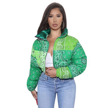 Load image into Gallery viewer, Bandana Coat Paisley Printed Bubble Jackets For Women 2020 Winter Fashion Warm Parkas Casual Zipper Up Puffer Outerwear S-XXL