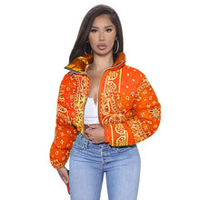 Load image into Gallery viewer, Bandana Coat Paisley Printed Bubble Jackets For Women 2020 Winter Fashion Warm Parkas Casual Zipper Up Puffer Outerwear S-XXL