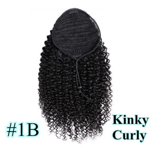 Halo Lady Beauty Drawstring Afro Kinky Curly Ponytail Human Hair Non-Remy Indian Hair Extensions Pony Tail For African American
