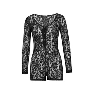 hirigin Women Sexy adult Jumpsuit Romper Sleepwear Lace hollow Shorts Sleeve V Neck Bodycon Bodysuit pajamas Rompers Pants New