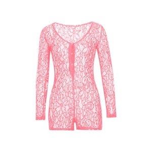 hirigin Women Sexy adult Jumpsuit Romper Sleepwear Lace hollow Shorts Sleeve V Neck Bodycon Bodysuit pajamas Rompers Pants New