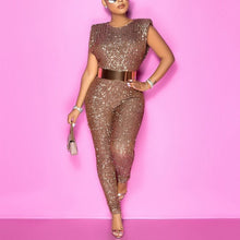 Load image into Gallery viewer, 2021 New Spring Sequined Jumpsuits Sleeveless High Waist Bodycon Shinny Elegant For Evening Party Night Club Rompers &amp; Jumpsuits