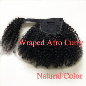 Halo Lady Beauty Drawstring Afro Kinky Curly Ponytail Human Hair Non-Remy Indian Hair Extensions Pony Tail For African American