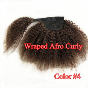 Halo Lady Beauty Drawstring Afro Kinky Curly Ponytail Human Hair Non-Remy Indian Hair Extensions Pony Tail For African American
