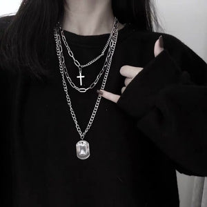 2020 Fashion Unisex Multilayer Hip Hop Long Chain Necklace For Women Men Jewelry Gifts Key Cross Pendant Necklace Accessories
