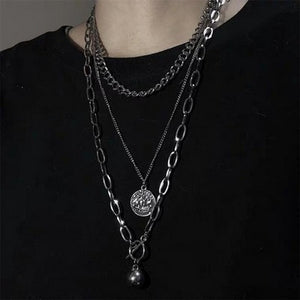 2020 Fashion Unisex Multilayer Hip Hop Long Chain Necklace For Women Men Jewelry Gifts Key Cross Pendant Necklace Accessories