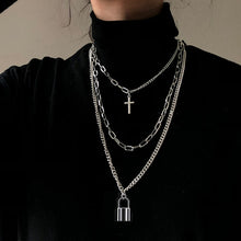 Load image into Gallery viewer, 2020 Fashion Unisex Multilayer Hip Hop Long Chain Necklace For Women Men Jewelry Gifts Key Cross Pendant Necklace Accessories