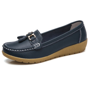 New Women Shoes Loafers  Female Moccasins Shoes Summer Genuine Leather Women Flats Slip On Women Loafers Flats Tassel Plus Size