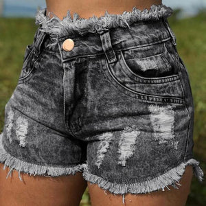 Summer woman denim shorts fashion high waist tassel ripped jeans shorts casual sexy female shorts hipster clothes S-3XL