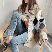 Load image into Gallery viewer, Cardigan sweater 2021 spring and autumn new ins popular retro French loose knitted cardigan length net red sweater coat b012