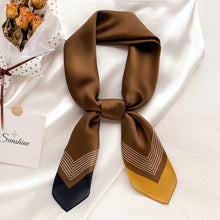 Load image into Gallery viewer, 2021 Luxury Brand Square Silk Scarf Women Plain Striped Line Shawls and Wraps Fashion Bag Scarfs Hair Tie Bandanas Hijab 70*70Cm