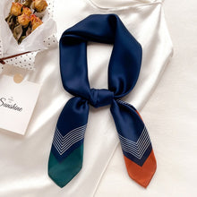 Load image into Gallery viewer, 2021 Luxury Brand Square Silk Scarf Women Plain Striped Line Shawls and Wraps Fashion Bag Scarfs Hair Tie Bandanas Hijab 70*70Cm