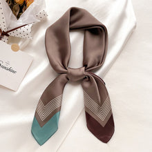 Load image into Gallery viewer, 2021 Luxury Brand Square Silk Scarf Women Plain Striped Line Shawls and Wraps Fashion Bag Scarfs Hair Tie Bandanas Hijab 70*70Cm