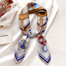 Load image into Gallery viewer, 2021 Luxury Brand Square Silk Scarf Women Plain Striped Line Shawls and Wraps Fashion Bag Scarfs Hair Tie Bandanas Hijab 70*70Cm