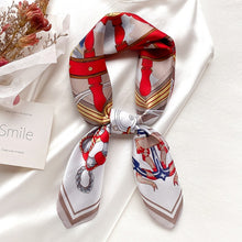 Load image into Gallery viewer, 2021 Luxury Brand Square Silk Scarf Women Plain Striped Line Shawls and Wraps Fashion Bag Scarfs Hair Tie Bandanas Hijab 70*70Cm