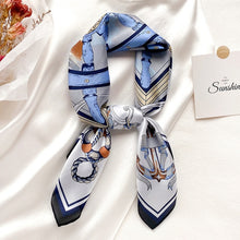 Load image into Gallery viewer, 2021 Luxury Brand Square Silk Scarf Women Plain Striped Line Shawls and Wraps Fashion Bag Scarfs Hair Tie Bandanas Hijab 70*70Cm
