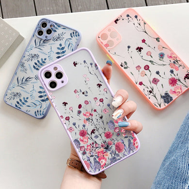 Hand Painted Phone Case For iphone X XS MAX XR Flower Cover Hard Shockproof Case For iPhone 6s 7 8 Plus SE 2 12 11 pro MAX Mini