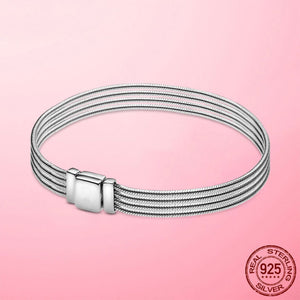 TOP SALE Pulseira Bracelet Femme 925 Sterling Silver Heart Snake Chain Bracelet For Women Fit Original Charm Beads Jewelry Gift