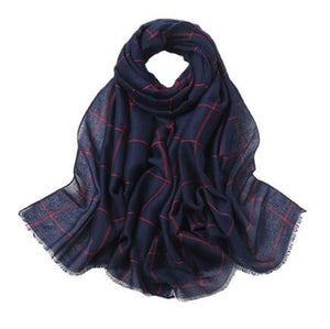 New Muslim Women Plaid Hijab Scarf Long Soft Cotton Headscarf Hijab Femme Musulman Headwraps Head Scarves Shawl 75x190cm