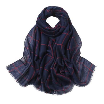 New Muslim Women Plaid Hijab Scarf Long Soft Cotton Headscarf Hijab Femme Musulman Headwraps Head Scarves Shawl 75x190cm