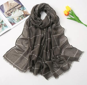 New Muslim Women Plaid Hijab Scarf Long Soft Cotton Headscarf Hijab Femme Musulman Headwraps Head Scarves Shawl 75x190cm