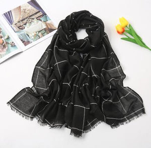 New Muslim Women Plaid Hijab Scarf Long Soft Cotton Headscarf Hijab Femme Musulman Headwraps Head Scarves Shawl 75x190cm